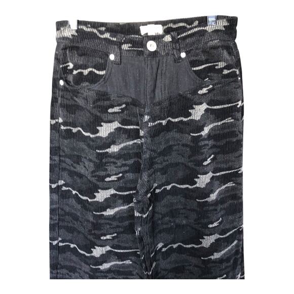 POL Camouflage Print Wide Leg Black Gray Corduroy Pants Women's Size Small - Picture 6 of 16